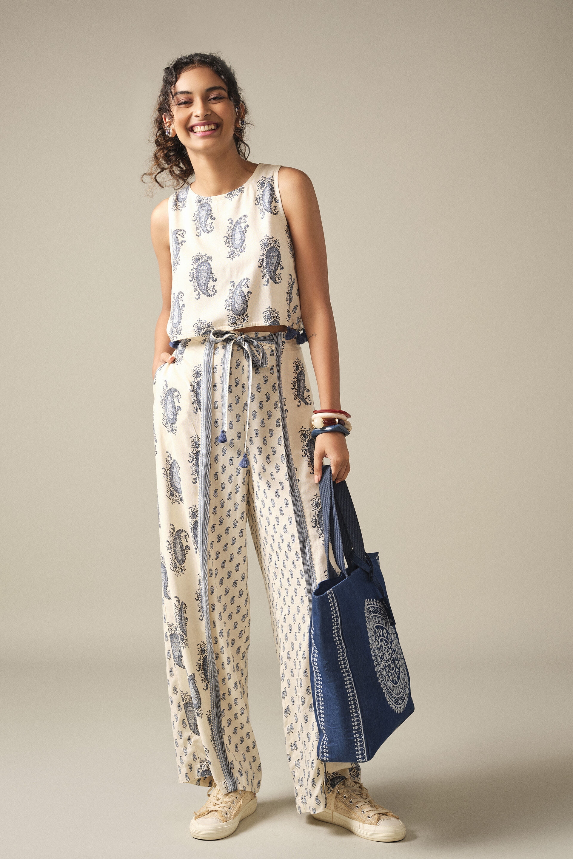 Paisely Printed Co-ord in White